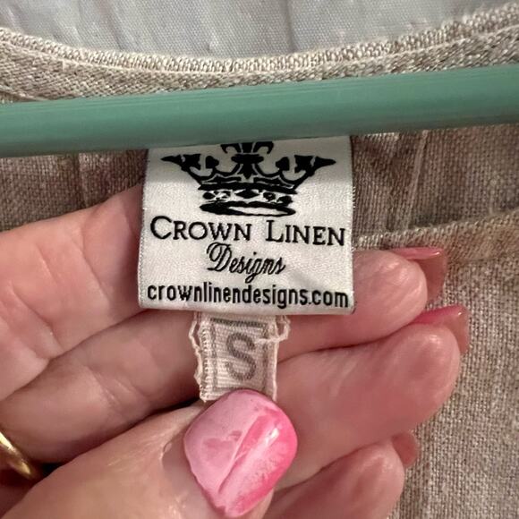 Crown linen designs Bella 100%  linen top high low hem oversized size s - Picture 4 of 6